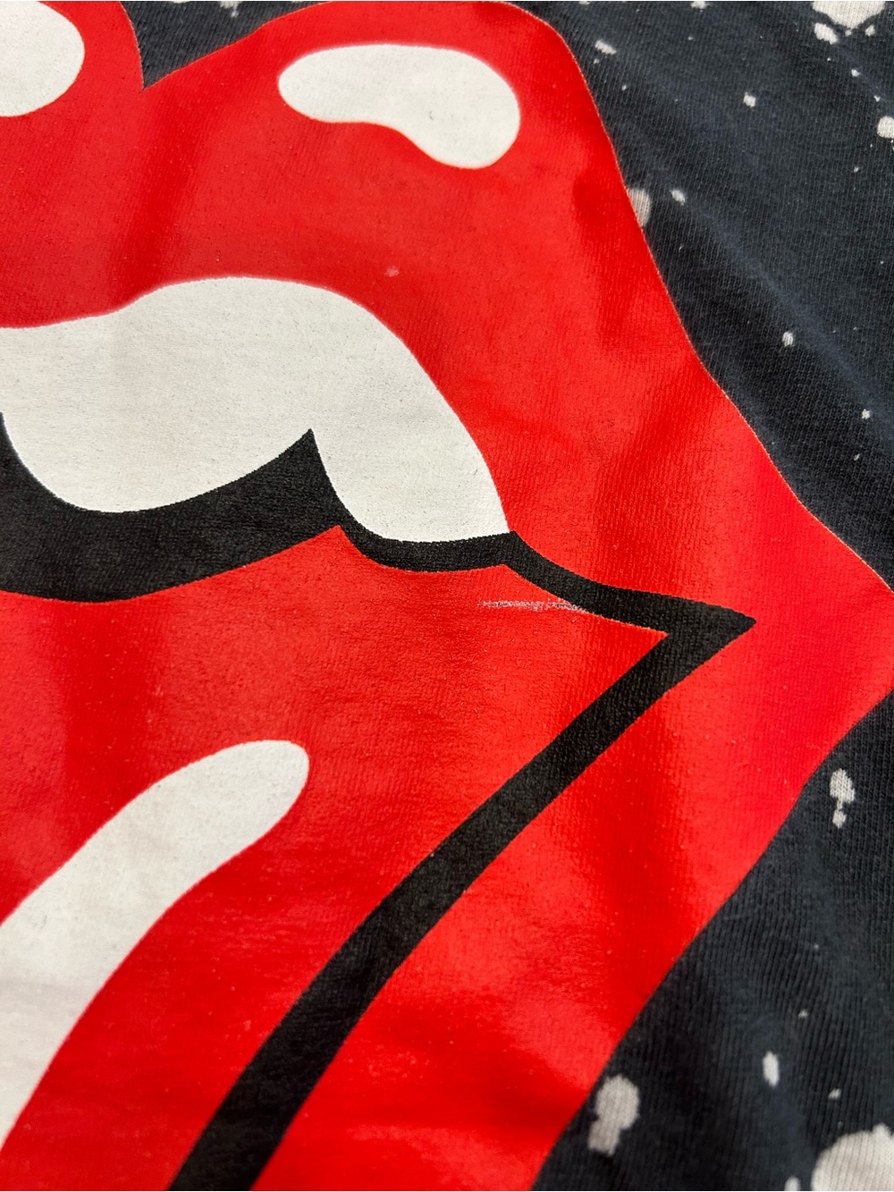 The Rolling Stones Black Bleached Crop Tee with Red Tongue Graphic - Picture 6 of 8